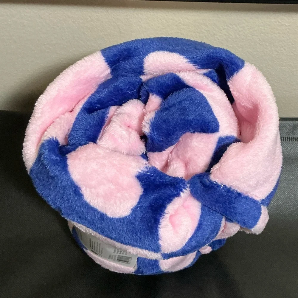Room Essentials Purple & Pink Checkered with Pink Hearts Throw Blanket